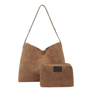 星期六2025秋冬流行美拉德麂皮托特包女式通勤大容量腋下单肩包包