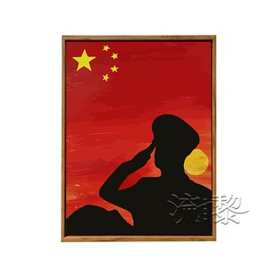 八一建军节军人DIY数字油画手工绘填充涂色兵哥哥爱国主题装饰画