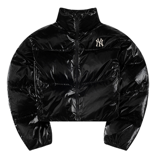 25新款MLB女款羽绒服NY亮面立领短款面包服运动棉羽外套3FDJB0556