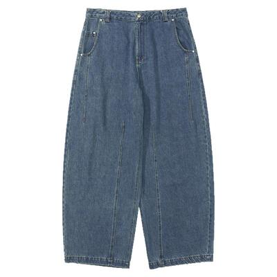 基本款纯色挺阔牛仔老爹休闲长裤