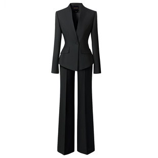 一粒扣职业西装套装春秋气质修身前台接待工作服职场上班通勤工装