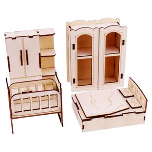 沙盘室内户型仿真中式微缩1:20家居家具diy原木木质拼装材料模型