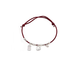 「算盘福袋」手链女纯银S999碎银子盘缠铃铛本命年红绳手饰礼物