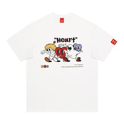 查尔斯桃心 搞怪动漫印花短袖T恤男女纯棉夏季宽松2025年新款半袖