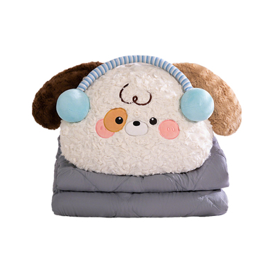 加厚可爱耳机动物抱枕被子两用多功能二合一车载家居沙发办公午休