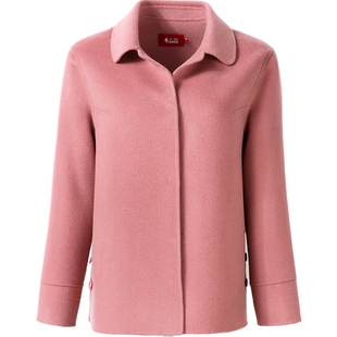 中老年双面羊绒大衣女短款羊毛呢外套加肥加大尼子秋冬宽松妈妈装