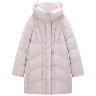【奶芙系列】乐町中长款面包羽绒服女24冬季新款超柔连帽保暖外套