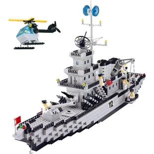 启蒙玩具大型航空母舰拼装乐高积木军事大型军舰男孩子6-12岁112