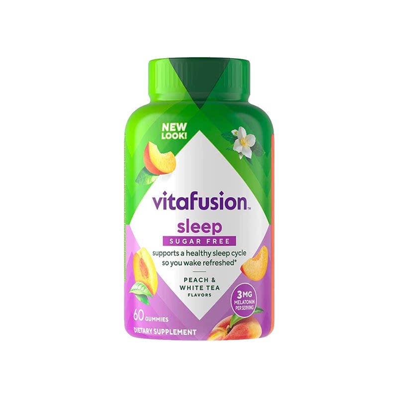 美国vitafusion褪黑素睡眠软糖3mg安瓶5mg熬夜倒时差深睡助眠60粒