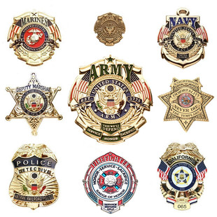 美国军迷特工徽章纯铜黄铜战警海军陆军七角六角金属大纪念章道具