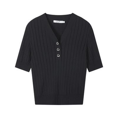 LILY短袖百搭POLO通勤针织衫