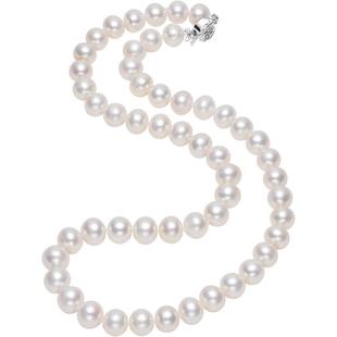 京润珍珠 韶光淡水珍珠项链扁圆玫瑰花扣全珠项链礼物送女友女D