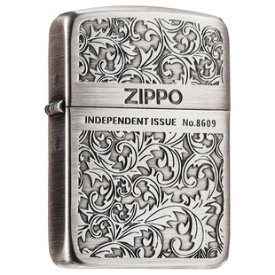 zippo打火机1941复刻古银双面唐草煤油防风送男友礼物正品 外壳