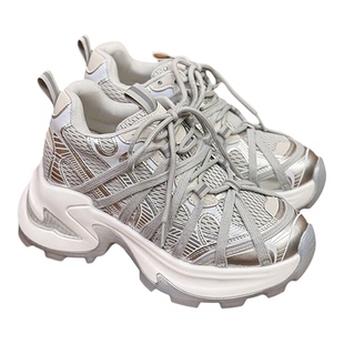 超显瘦显脚小内增高9cm老爹鞋小个子小白鞋女款春夏透气2026新款