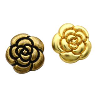高档金属纽扣复古金色山茶花玫瑰花小香风女大衣风衣外套开衫扣子