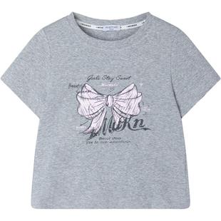 MUCMUKN【霓虹甜心】5A抗菌透气手绘蝴蝶结印花短袖T恤百搭女童夏