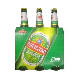 青岛啤酒经典600ml*3瓶卡纸组