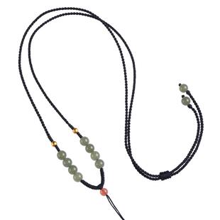 天然帝王砂项链挂绳黄金平安扣吊坠绳子高档国风女款毛衣链编绳