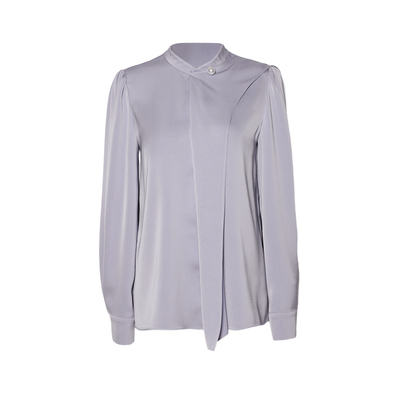 DPLAY紫色系带法式衬衫通勤穿搭高级感女士衬衣长袖上衣2026年春