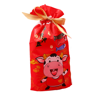 50个圣诞节日礼品袋丝带抽绳糖果回礼袋儿童礼物束口袋圣诞包装袋