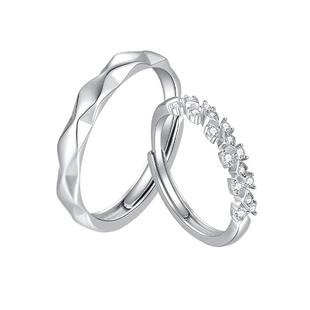 周大生心上人纯银活口情侣对戒可调节圈口戒指生日礼物送女友