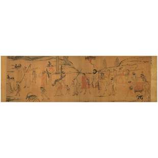 唐人阎立本职贡图复古书画人物横幅国画微喷仿古复制临摹装饰