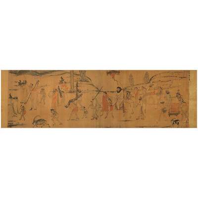 唐人阎立本职贡图复古书画人物横幅国画微喷仿古复制临摹装饰