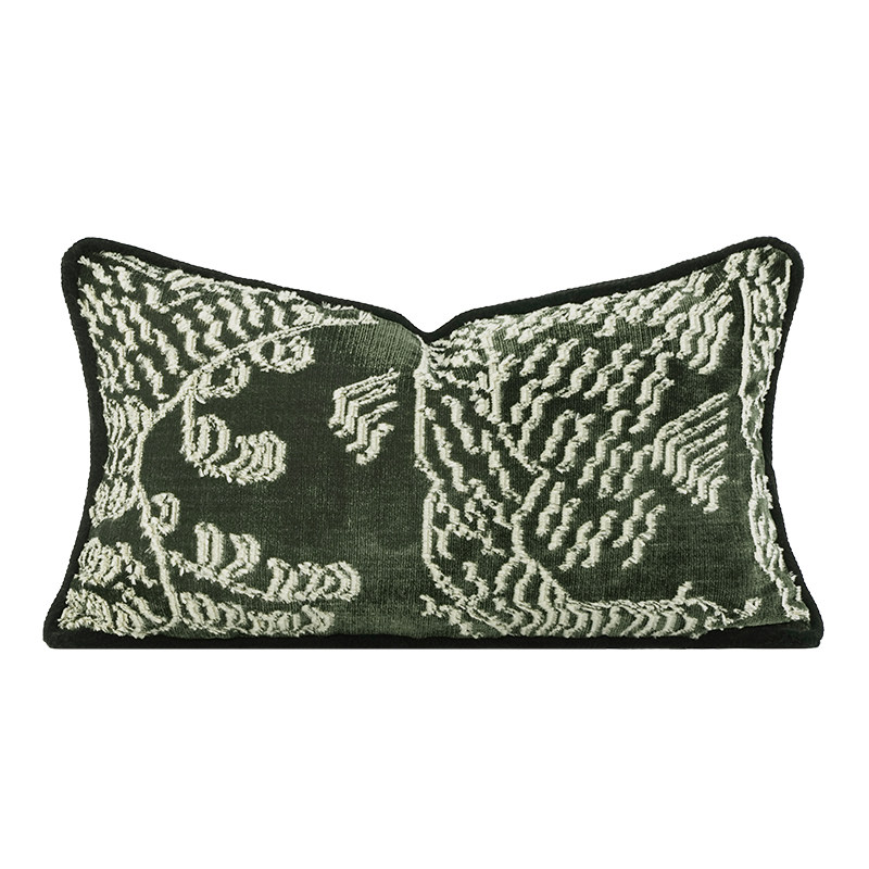 柏洛斯Fashionable『自然之息』轻奢高级感绿色绣花沙发靠背床头