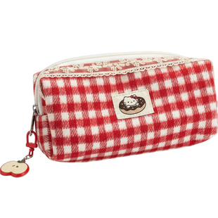 红格子蕾丝hellokitty笔袋高颜值ins风文具盒女孩2025新款铅笔盒