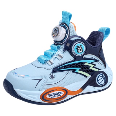 巴布豆男童春秋季皮面防水运动鞋