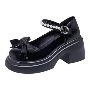 法式玛丽珍小皮鞋女2026新款高跟鞋女鞋厚底增高鞋子粗跟高跟单鞋