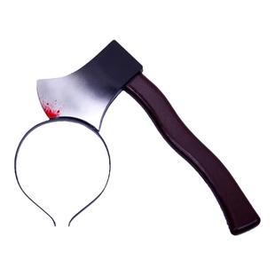 万圣节道具cos整蛊恐怖吓人玩具穿头菜刀斧插头钉子针筒流血发箍