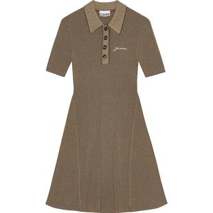 【甄选折扣】GANNI女装 logo刺绣纯色短裙polo领连衣裙 K2194883
