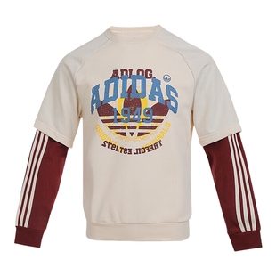 adidas阿迪达斯三叶草卫衣男女童装2025秋季新款套头上衣 KG6622