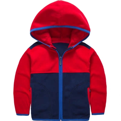 儿童摇粒绒连帽外套秋冬男童加绒颗粒绒开衫卫衣抓绒外衣秋冬季