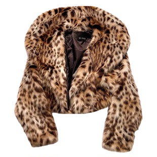 皮毛一体棕色豹纹皮草外套女2025新款海宁爆款洋气年轻款环保冬厚