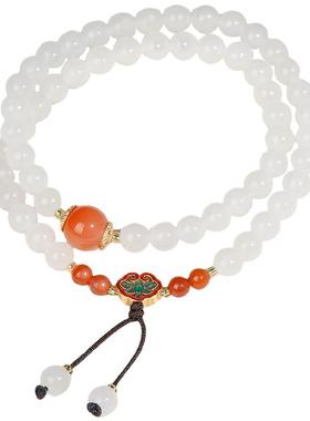 正品天然和田玉手串女款