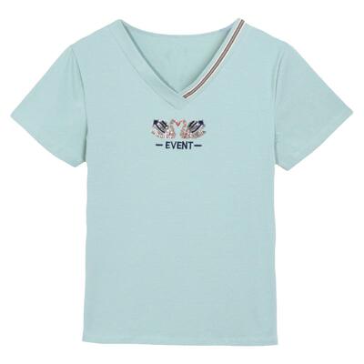 v领短袖t恤女夏季女装