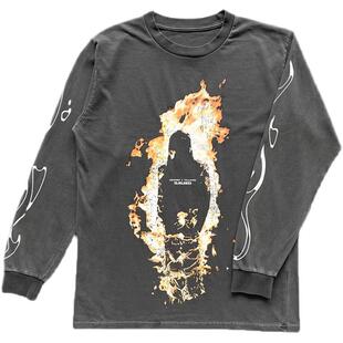 Metro Boomin Heroes and Villains Flame 火焰美式重工洗水长袖T