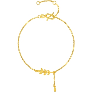 周六福黄金计价5G足金好运连连穗穗平安手链金枝玉叶系列新年礼物