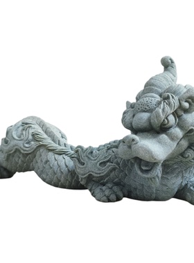 青砂石祥瑞麒麟神龙瑞兽流水摆件鱼缸造景户外庭院假山微景观装饰