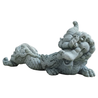 青砂石祥瑞麒麟神龙瑞兽流水摆件鱼缸造景户外庭院假山微景观装饰