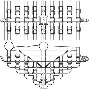 九踩品字科斗拱CAD-清式四翘平身科三视图及分件尺寸图cad动态块