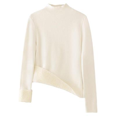 半高领加绒毛衣女加厚一体绒秋冬