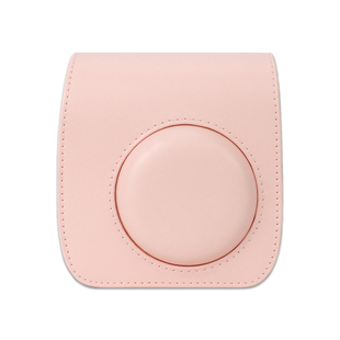 适用富士拍立得mini25相机包纯色复古可爱保护套配斜挎肩带白色粉