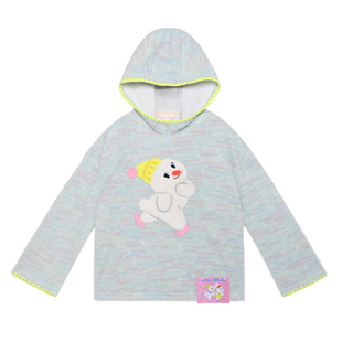 pocoblush【冰上雪人】连帽毛衣女童秋冬新款柔软毛织上衣套装