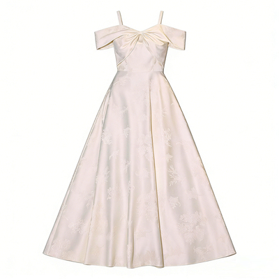 香槟色伴娘服礼服缎面高级伴娘团