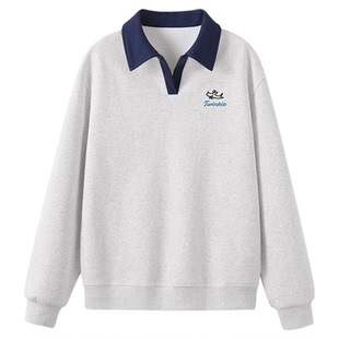 名创优品卫衣女款2026新款半拉链春季上衣胖mm大码宽松翻领外套D