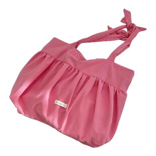 慵懒风褶皱裙系带单肩包大容量腋下包韩系帆布包春夏新款包波点包