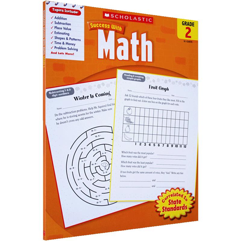 英文原版学乐成功系列Scholastic Success with Math,Grade 4 四年级儿童数学练习册 小学生家庭练习册英语教材 家庭作业附答案